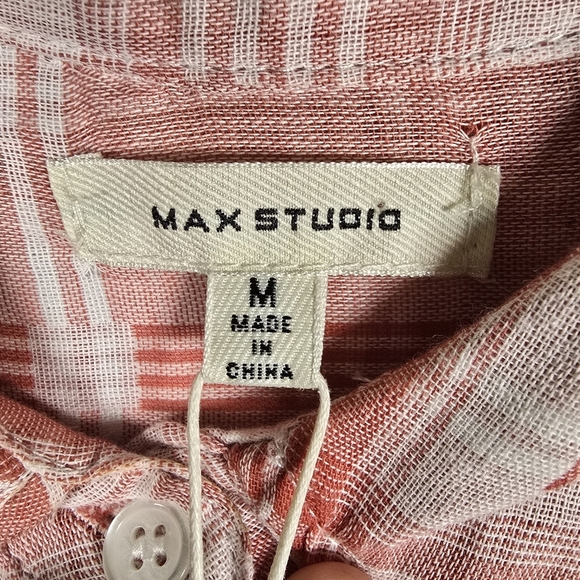 NWT Max Studio Red Plaid Lightweight 100% Cotton Button Down Tunic/Dress Size M - Picture 13 of 13